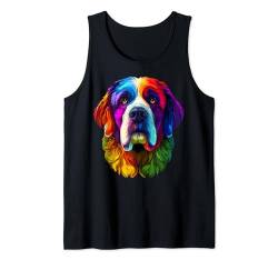 Buntes Bernhardinergesicht, niedlicher Hundeliebhaber, für Männer und Frauen, Schwarz Tank Top von Colorful Dog Face