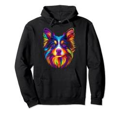 Buntes Border Collie-Gesicht, niedlicher Hundeliebhaber, für Männer und Frauen, Schwarz Pullover Hoodie von Colorful Dog Face