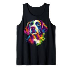 Buntes Bretagne Spaniel Gesicht Hundeliebhaber Männer Frauen Schwarz Tank Top von Colorful Dog Face