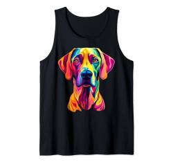 Buntes Rhodesian Ridgeback Gesicht Regenbogen Hundeliebhaber schwarz Tank Top von Colorful Dog Face