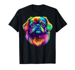 Buntes pekinesisches Hundegesicht, niedlicher Welpenliebhaber, für Männer und Frauen, Schwarz T-Shirt von Colorful Dog Face