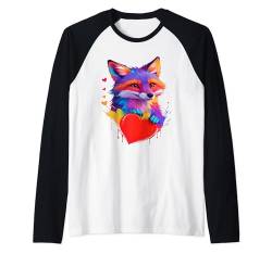Fox Shirt - Bunte Kopf Fuchs Herz Grafik Raglan von Colorful Head Fox Store
