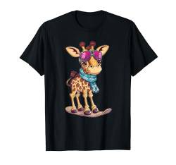 Niedliche Snowboard-Giraffe T-Shirt von Colorful Giraffe Art I Kids Giraffe