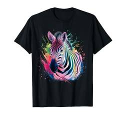 Zebra Herren Damen Bunt Aquarell Zebra T-Shirt von Colorful Watercolor Animal Designs