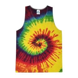 Colortone Unisex Batik Tanktop | Batik Unterhemd Herren Damen S - 3XL mit einzigartigem Muster | Hippie Tank Top aus Baumwolle | Handgefärbtes Batik Design | Rainbow, L von Colortone