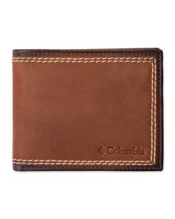 Columbia Herren Everyday Bifold Wallet-Multiple Card Slots, ID Window, Braune Kontrastnähte, Einheitsgröße, Faltbare Geldbörse für den Alltag, mehrere Kartenfächer, Ausweisfenster von Columbia