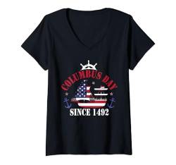 Damen Christoph Kolumbus Italienisch-Amerikanischer Kolumbus-Tag T-Shirt mit V-Ausschnitt von Columbus Day Christopher Columbus Shirts & Gifts