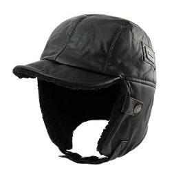 Comhats Warme Trappermütze Herren Wintermütze Kunstleder Hut Unisex Fliegermütze Fellmütze 99708_Schwarz L von Comhats