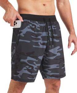 Comilaka Herren 7" Sporthose Sport Kurz Running Fitness Laufshorts Leicht Schnell Trocknend Trainingshose mit Reißverschlusstasch von Comilaka