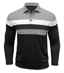 Comilaka Herren Poloshirt Langarm Kontrastfarbe Langarmshirt Casual Polo Tops Knopfleiste Herbst Winter von Comilaka