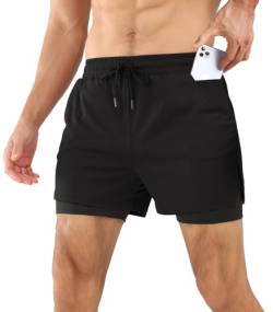 Comilaka Sporthose Herren Kurz 2 in 1 Schnelltrocknende 5 Inch Laufshorts mit Taschen Gym Running Workout Trainingsshorts von Comilaka