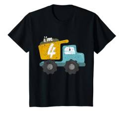 Kinder Kinder Muldenkipper 4 Jahre alte Jungen 4. Geburtstag Konstruktion T-Shirt von Construction Vehicles 4th Birthday Boys Kids Tees