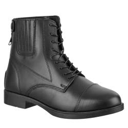 Contrace© Reit-Stiefelette »BZ Lace Vegan« - Schnür-Zip-Boot - Reißverschluss hinten - Reit-Schlupf-Schuh - Komfortinnensohle - Gummisohle - Meshfutter - Hautverträglich - Atmungsaktiv - Schwarz 44 von Contrace