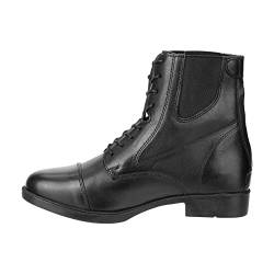 Contrace© Stiefelette »Backzip Lace Leather« - Chelsea Boot - Reit-Schlupf-Schuh - Echtleder - Schnürung und Zipper hinten - Komforteinlegsohle - Micro Lining - Hautverträglich - Schwarz 43 von Contrace