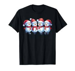 Schneemänner Freunde Weihnachtsmannmütze Weihnachten Party Xmas Schneemann Liebhaber T-Shirt von Cool Christmas Party Friends