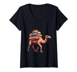 Damen Retro Ich bin nicht alt Ich bin ein klassischer marokkanischer Kamel-Sahara-Liebhaber T-Shirt mit V-Ausschnitt von Cool Design Idea Gift For Trip Traveling Lovers