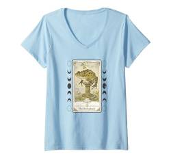 Damen The Hierophant Frog Tarot-Stil Grafik, cooler Frosch T-Shirt mit V-Ausschnitt von Cool - Funny Frog Lover Apparel For Men & Women