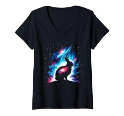 Damen Coole Cosmic Viscacha Galaxy Graphic Space Art T-Shirt mit V-Ausschnitt von Cool Galaxy Space Animals Art Store