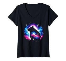 Damen Coole Cosmic Wombat Galaxy Grafik Weltraumkunst T-Shirt mit V-Ausschnitt von Cool Galaxy Space Animals Art Store