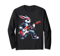 Süßes Punk-Hase, Rock'n Roll, Gothic, Gitarre, Kinder, Rockstar Langarmshirt von Cool Punk Rock Festival Tee, Rock 'n Roll Gifts