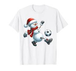 Fußball-Schneemann-Weihnachtsmann-Mütze, Weihnachten, Jungen, Mädchen, Kinder T-Shirt von Cool Snowman Play