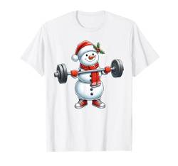 Schneemann Gewichtheben Fitness Gym Training Bodybuilding Weihnachten T-Shirt von Cool Snowman Play