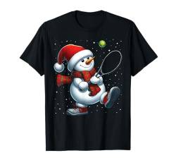 Schneemann Tennis Weihnachten Schnee Jungen Mädchen Kinder Xmas Party T-Shirt von Cool Snowman Play