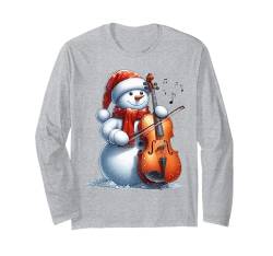 Schneemann spielt Cello Weihnachten Xmas Musik Liebhaber Cellist Langarmshirt von Cool Snowman Play