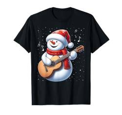 Schneemann spielt Gitarre Weihnachten Xmas Musikliebhaber Gitarristen T-Shirt von Cool Snowman Play