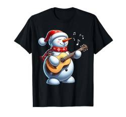 Schneemann spielt Gitarre Weihnachten Xmas Musikliebhaber Gitarristen T-Shirt von Cool Snowman Play