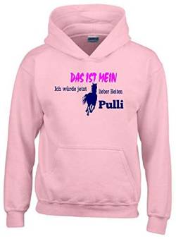 Das ist mein ICH WÜRDE JETZT LIEBER REITEN PULLI ! Hoodie Sweatshirt mit Kapuze PINK Gr.164 cm von coole-fun-t-shirts