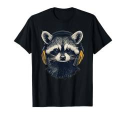 Zocker Waschbär mit gelben Kopfhörern – Gaming Design T-Shirt von Coole Waschbären mit Kopfhörer und Sonnenbrille