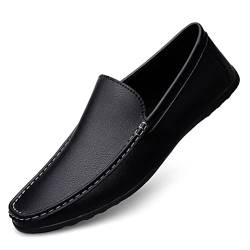 Cooleep Herren Slipper Leder Freizeitschuhe Mokassin Handgefertigte Fahrschuhe Business Schuhe Schwarz 46 von Cooleep