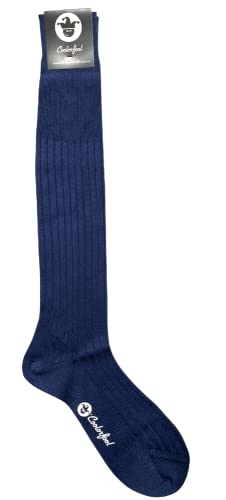 Coolorfool 1 Paar Kniestrümpfe – lange Socken – Herren – luxuriöse schottische Fil d'Ecosse – feine 100% Baumwolle Blauer Abgrund T41/42 von Coolorfool