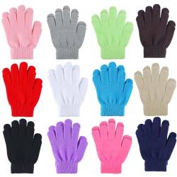 Cooraby 12 Paar Kinder Winter Magic Handschuhe Kinder Stretchy Warm Magic Handschuhe Jungen oder Mädchen Strickhandschuhe von Cooraby