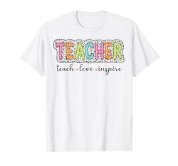 Lehrer Back To School Social Club Teach Love Inspire Woman T-Shirt von Coquette School Teachers Shop