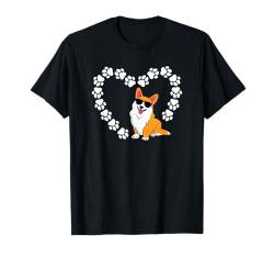 Lustiges Katzenherz mit Pfotenherz, Corgi, Hundeliebhaber T-Shirt von Corgi Dog Apparel