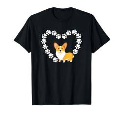 Lustiges Katzenherz mit Pfotenherz, Corgi, Hundeliebhaber T-Shirt von Corgi Dog Apparel