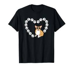 Lustiges Katzenherz mit Pfotenherz, Corgi, Hundeliebhaber T-Shirt von Corgi Dog Apparel