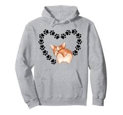 Lustiges Katzenherz mit Pfotenherz, Corgi, Hundeliebhaber Pullover Hoodie von Corgi Dog Lover Apparel