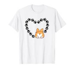 Lustiges Katzenherz mit Pfotenherz, Corgi, Hundeliebhaber T-Shirt von Corgi Dog Lover Apparel