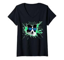 Damen Corgi Hunde-T-Shirt | Corgi Splash Design Hoodie T-Shirt mit V-Ausschnitt von Corgi Dog gift Store