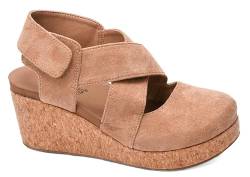 Corkys Footwear Damen Gehäuse, geschlossen, 6,3 cm Keilabsatz, Camel Velourslederimitat, 42 EU von Corkys Footwear