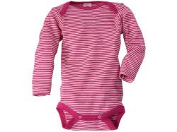 Cosilana Baby Body Langarm Wolle Seide pink-geringelt Gr.74/80 von Cosilana