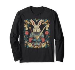 Cottagecore Hasenkrieger Rosen Blumen Natur Fantasie Langarmshirt von Cottage core cool Bunny Rabbit Game Rose co.