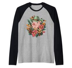 Western Pig Cowboyhut Country Floral Cottagecore Aesthetic Raglan von Cottagecore Aesthetic Designs