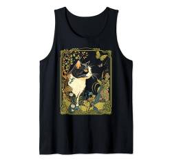 Cottagecore Ästhetische Katze Schmetterlinge Blumen Garten Frauen Tank Top von Cottagecore Aesthetics Decor Clothing Gifts