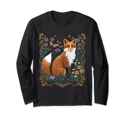 Cottagecore Aesthetic Fox And Flowers Fox Lover Langarmshirt von Cottagecore Aesthetics Decor Clothing Gifts