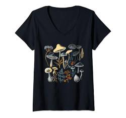 Damen Cottagecore Ästhetische Pilze und Pflanzen Frauen T-Shirt mit V-Ausschnitt von Cottagecore Aesthetics Decor Clothing Gifts