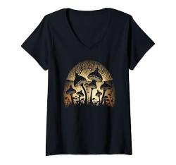 Damen Cottagecore Pilze Natur Wald Gartenliebhaber T-Shirt mit V-Ausschnitt von Cottagecore Aesthetics Decor Clothing Gifts